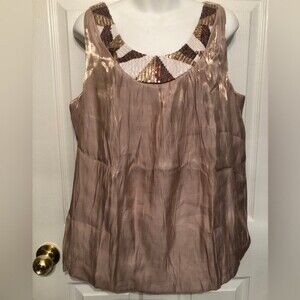 Ashley Stewart Sz 16 Shimmer Sequin Tank Toast